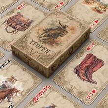 YFOPEN Western Cowboy Playing Cards, Vintage Rider Lasso Design, Suitable For Family Gathering Games And Gifts - Multicolor - View 12