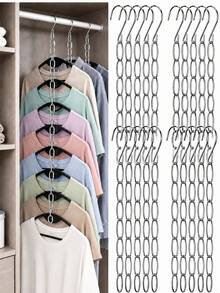 6pcs 7-Slot Metal Chain Hook, Space-Saving Foldable Organizer Rack, Multi-Hook Efficient Storage, Durable Wardrobe Accessory, Clothing Organization And Storage - Multicolor - View 1