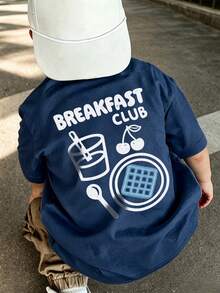 Baby Boy Casual Doodle Letter Print T-Shirt - Navy Blue - View 2