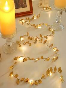 1pc Gold Leaf String Lights, LED Gold Leaf Vine Fairy Lights, Suitable For Home Decor, Bedroom Decor, Wedding Decor, Birthday Decor, Party Decor, Christmas Decor, Thanksgiving Decor, New Year Decor And Room Decor - Warm Light - View 11