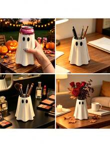 Ghost Shaped Beverage Can Holder, Cute Ghost Cup Sleeve, Fun Halloween Desktop Decoration, Highly Attractive Can Protector, Indoor Party Tabletop Ornament, Halloween Festival Decor & Party Gift - Multicolor - View 5