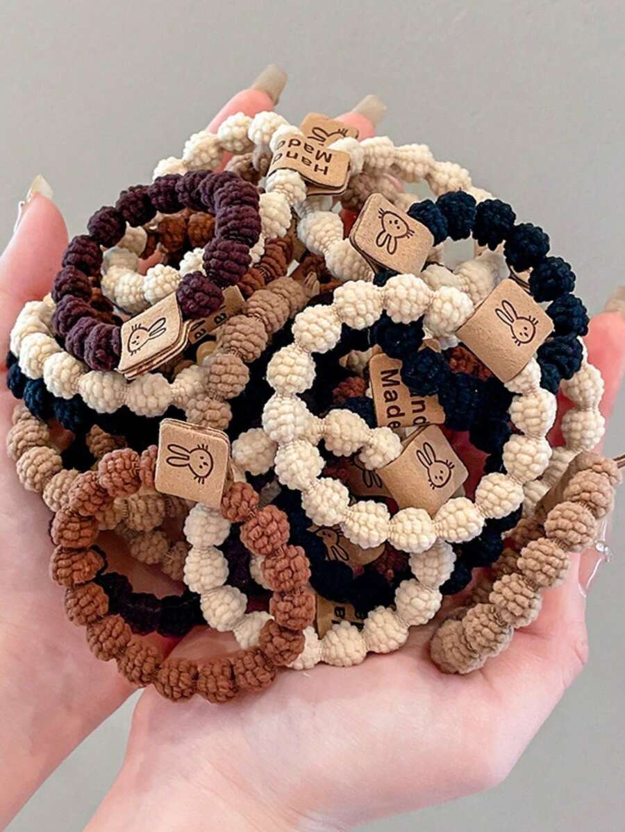 10 High-Elastic Adorable Bear Designs, Simple And Versatile Women's Hair Ties, Perfect For Daily Wear And Mother's Day Gifts - Multicolor - View 1