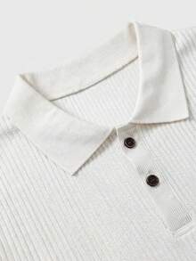 glestore 男士復古硬幣印花細條紋 Polo 衫，柔軟舒適，時尚休閒通勤必備 - 白色 - 查看 6