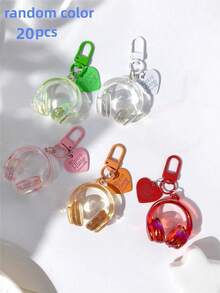 Creative Unique Fashion Casual Style Letter Heart Metal Plated Acrylic Transparent Colorful Earphone Shaped Keychain Bag Charm Phone Key Accessory, Small Gift For Friends Couples Besties, Music Lovers Accessory - Multicolor - View 12