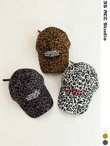 Women's Soft Top Distressed Leopard Print Long Brim Baseball Cap, American Vintage Street Style Baseball Cap, Personalized Cool Versatile Summer Face-Slimming Sun Protection Hat - Multicolor - View 4