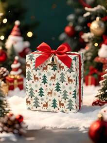 1 Roll Of Christmas Gift Wrapping Paper, Featuring Reindeer And Christmas Tree Designs ,Perfect For Christmas Gift Wrapping,Decorating For Christmas Parties,Home Festive Decoration,DIY Craft,1 Roll Size: 43 Cm X 300 Cm - A - View 7