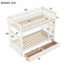 90x200cm Bunk Beds, Children's Beds, Functional Beds, Bunk Bed With Drawers, Convertible Beds, White - White - View 3