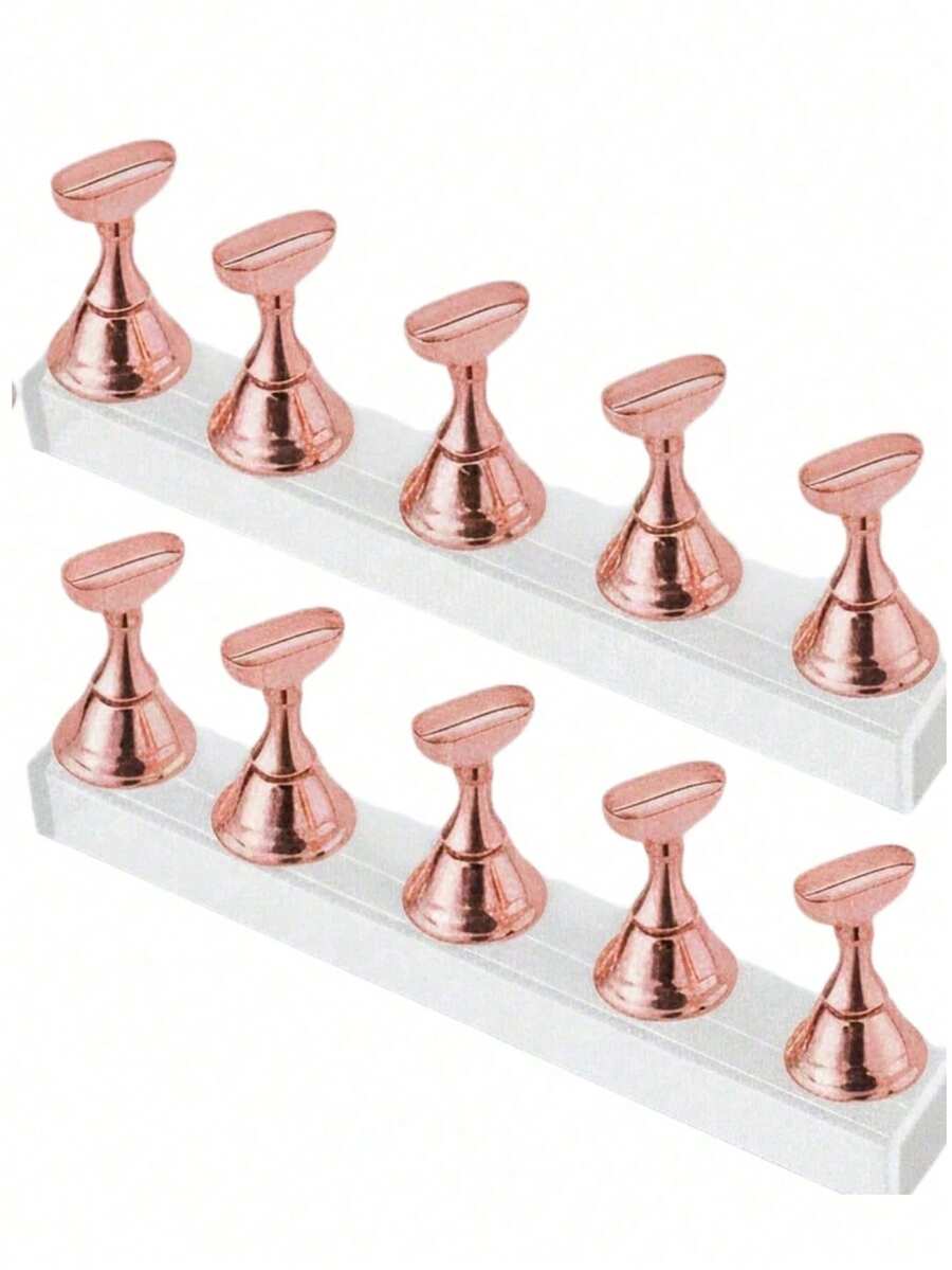 Juego de 2 piezas - Soporte de exhibición de arte de uñas, Juego de soporte de arte de uñas (solo base), Soporte de arte de uñas de presión, Torre de mano de práctica de arte de uñas, Soporte de arte de uñas pre-pintado, Estante de exhibición de arte de uñas, Juego para principiantes de salón de uñas en casa (Rosa) - Multicolor - Ver 1