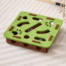 Multifunctional Felt Cat Treasure Hunt Puzzle Toy Box, Tool-Free No-Assembly Cat Maze Ball-Retrieval Play Tray, Detachable Top Cover For Quick Cleaning And No Cat Hair Trapping! Durable Scratch-Resistant Thickened Felt Material, Resistant To Cat Scratching And Biting With No Shedding, Smooth Rounded Edges With Hollow Paw Print Design For Enhanced Safety (Ball Color Random) - Multicolor - View 8