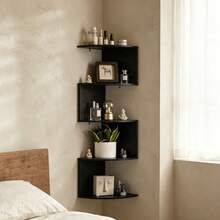 1 buah Rak Penyimpanan Gantung Dinding, Rak Dinding Dekoratif Sudut Setengah Lingkaran 5 Tingkat Kreatif, Organizer Gantung Dinding Gaya Bohemian, Rak Dinding Furnitur Kamar Tidur, Dekorasi Kamar Tidur, Dekorasi Rumah, Dekorasi Kamar Mandi, Dekorasi Dinding, Dekorasi Rumah Musim Gugur, Cocok Untuk Kantor, Pojok Kopi, Kamar Tidur, Ruang Tamu, Dapur, Kamar Mandi - Hitam - View 5