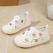Infant White Cartoon Bear Walking Shoes Quilted Diamond Pattern Hook & Loop Closed Toe Anti-Collision Baby Casual Shoes - White - View 8