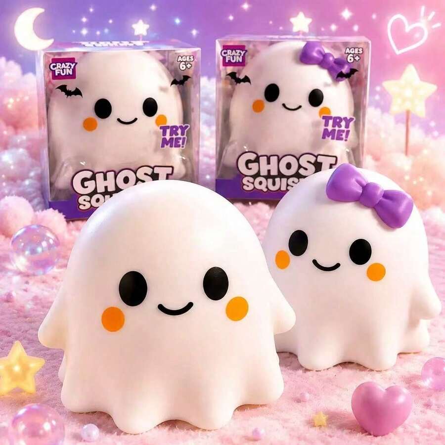 Extra Large Cute Ghost Squishy Stress Relief Toy, Halloween Spooky Cute Ghost Soft Squeeze Sensory Pressure Relief Toy, Collectible Desk Decor, Suitable For Classroom, Home, Halloween Birthday Party Gift - Multicolor - View 1