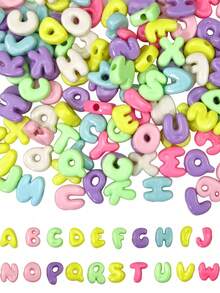 80pcs Colorful 3D Letter Beads, Unique Design Acrylic Large Hole Letter Beads, English Letter Beads, Loose Beads For Necklace, Bracelet And Phone Charm Chain - Jewelry Making Beads - Multicolor - View 5