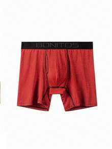 1件裝 男士前開襟中腰平口內褲 BONITOS 字母腰帶經典紅色短褲內衣 - 紅色 - 查看 11