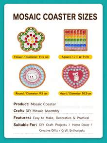 1pc DIY Mosaic Tile Handmade Kit, Featuring Multi-Color Mosaic Combination, Suitable For Adults. The Set Includes Round And Square Trays And DIY Craft Materials, Perfect For Parties, Holidays And Craft Projects, Ideal Choice For Home Decor And Gifts. - Multiple Styles - View 3