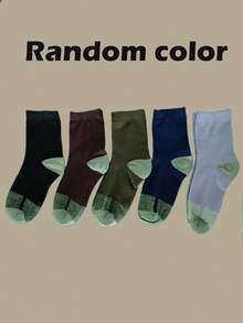 3/5 Pairs Men's Outdoor Hiking Wear-Resistant Mid-Calf Socks, Breathable Non-Slip Thick Cushioned Cotton Socks For Hiking, Camping And Sports - Multicolor - View 8