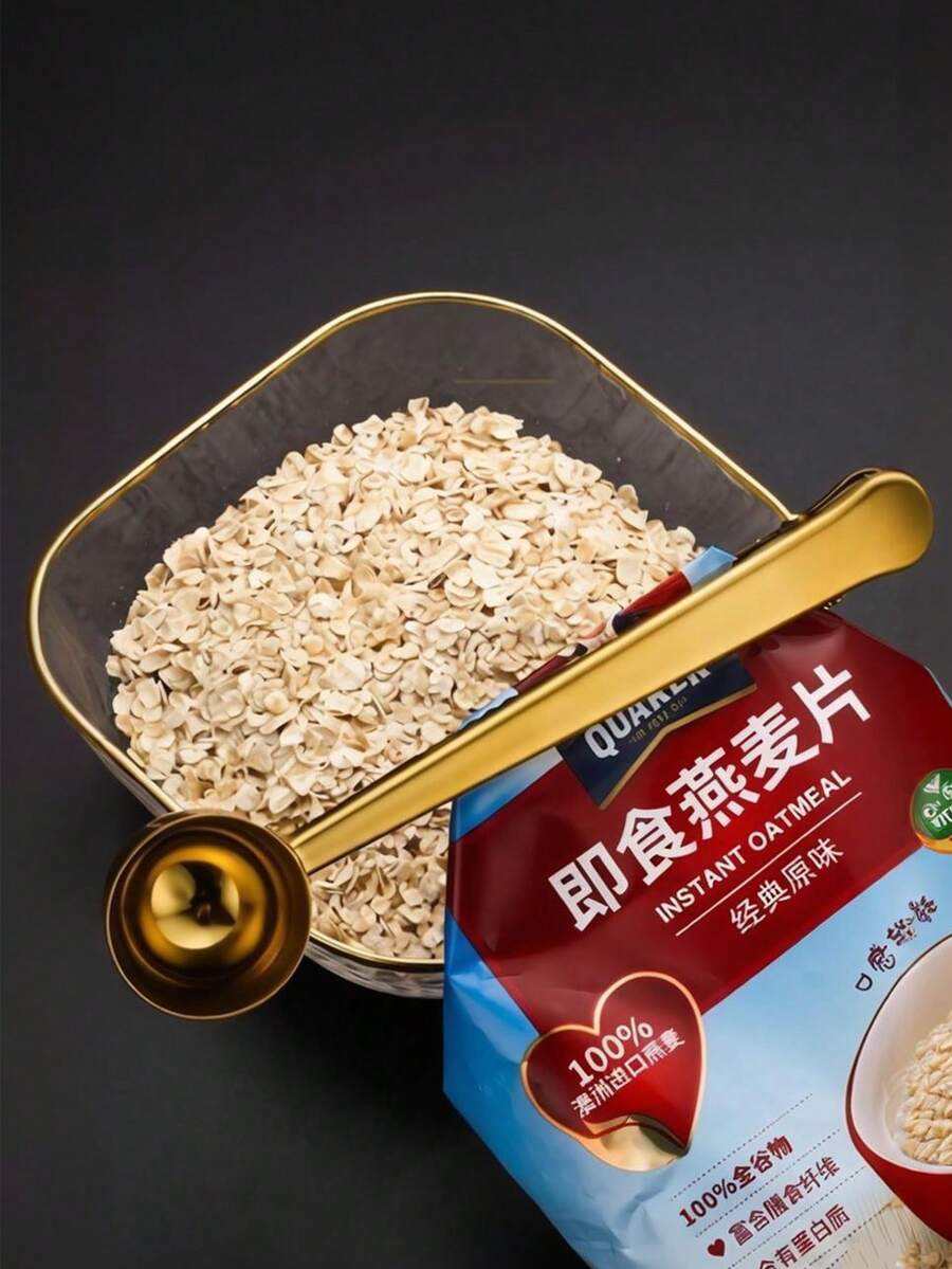 1pc Stainless Steel Coffee Spoon Clip Multi-Purpose Sealing Clip Household Creative 2-In-1 Sealing Clip Powder Measuring Spoon - View 1