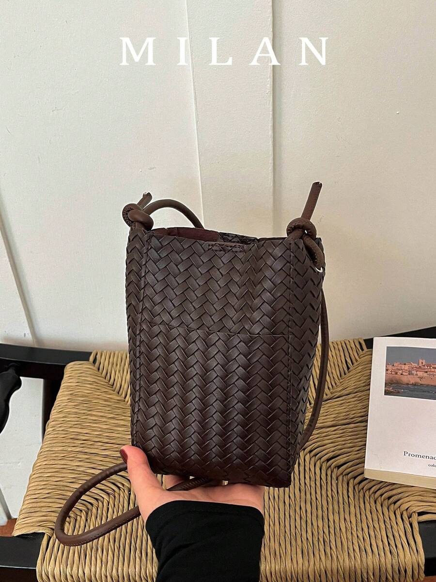 Korean Style Chic Woven Pattern Phone Bag For Women 2026 Fashion Versatile Mini Small Bag Premium Shoulder Crossbody Bag