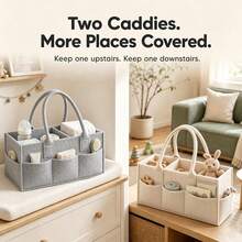 2 Pack Organizer Caddy Popok Bayi - Perlengkapan Esensial Bayi Baru Lahir untuk Daftar Kado Bayi - Wadah Penyimpanan Kamar Bayi Kokoh & Caddy Mobil Portabel untuk Popok dan Tisu Basah - MultiWarna - View 5