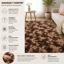 alfombra decorativa 135 X 190 cm sala estar dormitorio tapete moderno antideslizante facil limpieza diseño resistente uso interior salon dormitorio pasillo material duradero suave al tacto mejora confort y estilo hogar - Café integral - Ver 2