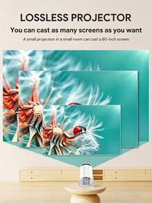 USB Wired Screen Mirroring Projector, 1080P HD Home Theater Video Projector, Portable Outdoor Movie Projector, USB Cable Connection, Basic Model, Screen Mirroring Only, Non-Android System, No Power Plug Or Adapter Included - White - View 7
