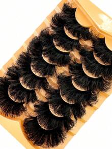 7 Pairs 25mm 9D Thick Extra Long Dense Mink False Eyelashes, DD Curl, Fluffy Cat Eye Dramatic Volume Look, Mink-Like Extension Style, Reusable Heat-Bonded Lash Extensions - Fluffy Lashes - View 4
