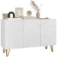 Modern Luxe High Gloss Sideboard, With Hairpin - White On-Site - 1 - View 1