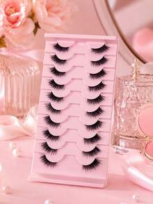 10 Pairs Half Lashes Fluffy, Dense, Naturally Curled, Slender, Fox Like, European And American Style, Soft And Enlarged Eyes, Reusable, Essential For Daily Commuting Makeup, Portable And Suitable For Various Occasions - View 10