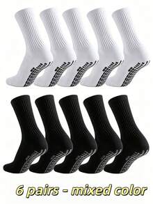6 Pairs/10 Pairs Men's Non-Slip Rubber Sole Football Socks, Sports Socks - Multicolor - View 9