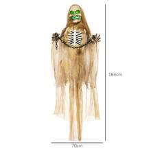 6ft Hanging Skeleton Ghost Figure With Glowing Eyes And Chest, Halloween Decorative Prop - View 8