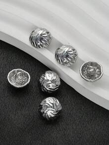 10pcs/Pack Textured Wrinkled Half-Sphere Asymmetrical Metal Buttons, Decorative Hand-Sewn Buttons For Shirts, Cardigans, Dresses, Sweaters, Jackets, DIY Bags, Clothing Sewing, Home Craft Tools Accessories - Multicolor - View 11