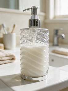 500ML 飯店浴室皂液器，沐浴露與洗髮精可補充空瓶，浴室皂液器 - 透明螺旋紋 - 查看 3