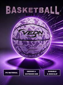 veidoorn Size 7 Basketball, PU Material Basketball For Indoor & Outdoor Training Game, Gift For Boyfriend Or Girlfriend - Purple - View 1