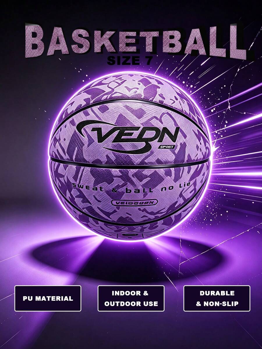 veidoorn Size 7 Basketball, PU Material Basketball For Indoor & Outdoor Training Game, Gift For Boyfriend Or Girlfriend - Purple - View 1