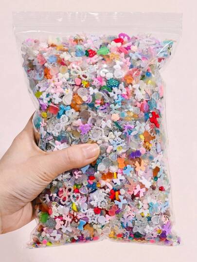 1000pcs Y2K Cute DIY Nail Art Decorations, Mixed Random Macaron Flower Ribbon Bow Heart Butterfly Star Nail Supplies, Nail Art Accessories DIY Nail Decor Nail Accessories