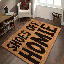 1pc Flannel Doormat, Faux Coconut Shell Brown Texture, Funny Text Print Shoes Off, Homie, Rubber Non-Slip Bottom, Absorbent, Machine Washable; Suitable For Entryway, Foyer, Porch, Apartment Rental, Pet Home Decor, Fun Housewarming Gift - Multicolor - View 12