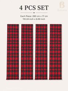 4PCS / 6PCS Christmas Tartan Plaid Chair Sash Bow, Red Check Holiday Chair Back Decoration, Reusable Fabric Ribbon For Dining Chairs, Christmas Wedding Party & Farmhouse Decor - Red - View 9