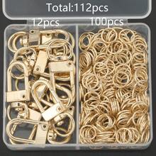 112pcs/150pcs KC Golden DIY Jewelry Making Parts Set, Zinc Alloy Rotating Keychains, Open Jump Rings, U-Shaped Keyrings, Open Rings, Suitable For DIY Keychains, Jewelry Accessories Making, Phone Earphone Chain Connectors, Dog Leashes, Keyring Open Rings, Metal Snap Clasps, Doll Hanging Hooks And Other Accessories - Door Buckle & Jump Ring - View 13