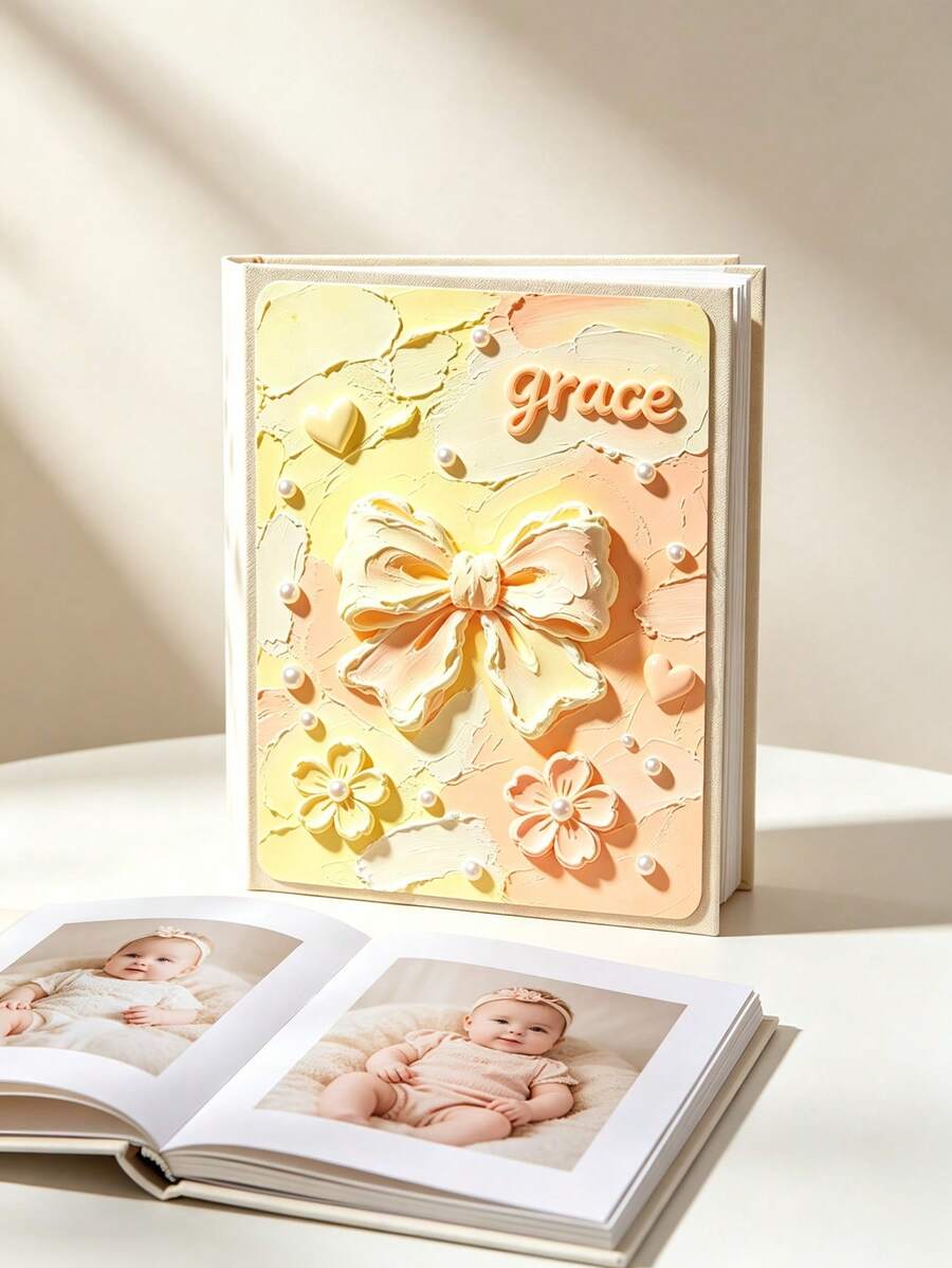 1pc Velvet Texture Premium Fashion Photo Album, Can Store 100 Standard Photos, Suitable For Organizing Travel Memories And Baby Growth Milestones, Compact And Portable - Multicolor - View 1