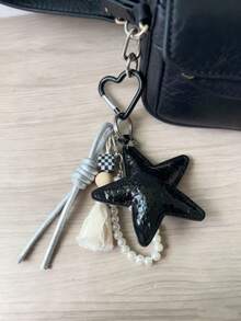 Multicolor Star Bag Charm, Pearl Beaded Keychain, Elegant Y2K Vintage Pendant, Chic Handbag Backpack Accessory, Fashion Phone Charm - Multicolor - View 15