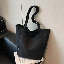 1pc Large Capacity Solid Color Minimalist Women's Fashion Canvas Tote Bag With Zipper Closure, Cotton Lining, Multi-Purpose For Summer, Autumn, Winter - A - View 10