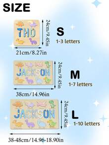 Customized Name Puzzle, Personalized Letter Puzzle, Cute Animal And Dinosaur Theme, Home Learning Activity, Customized Wooden Letter Puzzle, Customizable - Style a - View 3