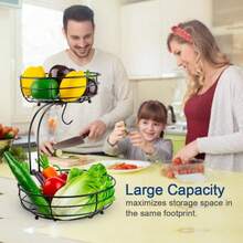 Large Fruit Basket, 2026 Pro Detachable Metal Fruit Plate, Countertop Use, For Holding Fruits, Bread, Vegetables And Snacks - Black - View 6