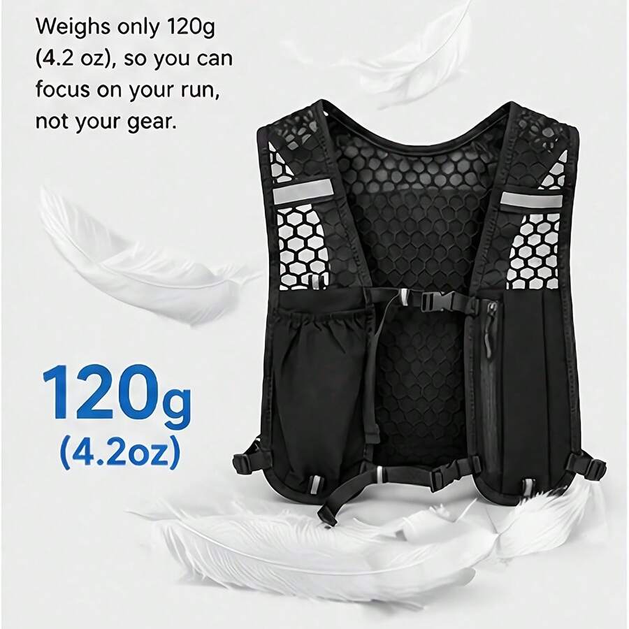1pc Running Vest Backpack, 120g Lightweight Hydration Vest With Phone Storage And Water Bottle Pocket, Reflective Adjustable Marathon Training Running Bag, Suitable For Trail Running, Hiking, Cycling, Autumn Running Outdoor Sports Accessory, Unisex - Multicolor - View 1