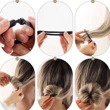 1pc/2pcs/4pcs/8pcs Magic Hair Scrunchie Bun Maker, Easy DIY Hair Accessory For Fashionable Bun And Ponytail Hairstyles - Black - View 6