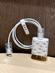 Polka Dot Bow Pattern, Compatible With Iphone 18W/20W Transparent Charger Protective Case, Compatible With Iphone 13/14/15 Charger Protective Case, 20W Charger Protective Case Set, Charging Cable Head Protective Case, Gift, Transparent Protective Case, Charger Protective Shell - Multicolor - View 3