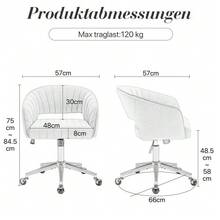 HengMing Home Office Desk Chair With Velvet Upholstery, Decorative Armchair With Armrests, 1 Piece - Light Grey - View 2
