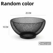 Black Metal Fruit Basket, Round Hollow Mesh Countertop Fruit Bowl, 3 Sizes Available, Fruit Holder With Stable Base, Ventilated Metal Storage Bowl For Fruits, Snacks And Tabletop Home Decorations - Black - View 18