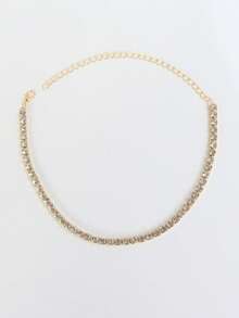 Fashionable Hip-Hop Tennis Rhinestone Necklace, Suitable For Daily Sports Wear - Gold - View 2