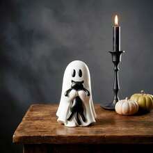Cute Halloween Ghost-Shaped Black Cat Figurine, 3.5 Inches (Mini Size), Resin Material, Suitable For Multi-Layer Tray Decoration, Aesthetic Shelf Display Or Desktop Ornament; Also An Ideal Gift For Cat Lovers, Halloween Decor Figurine, Halloween Gift - Halloween B - View 4